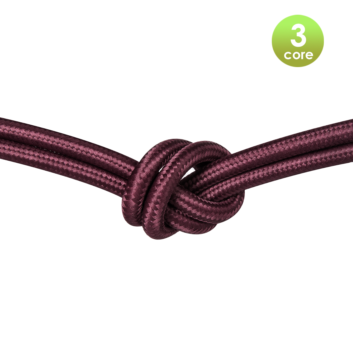 Tangla lighting - TLCB01012RD - 3c - Fabric cable 3 core - in dark scarlet